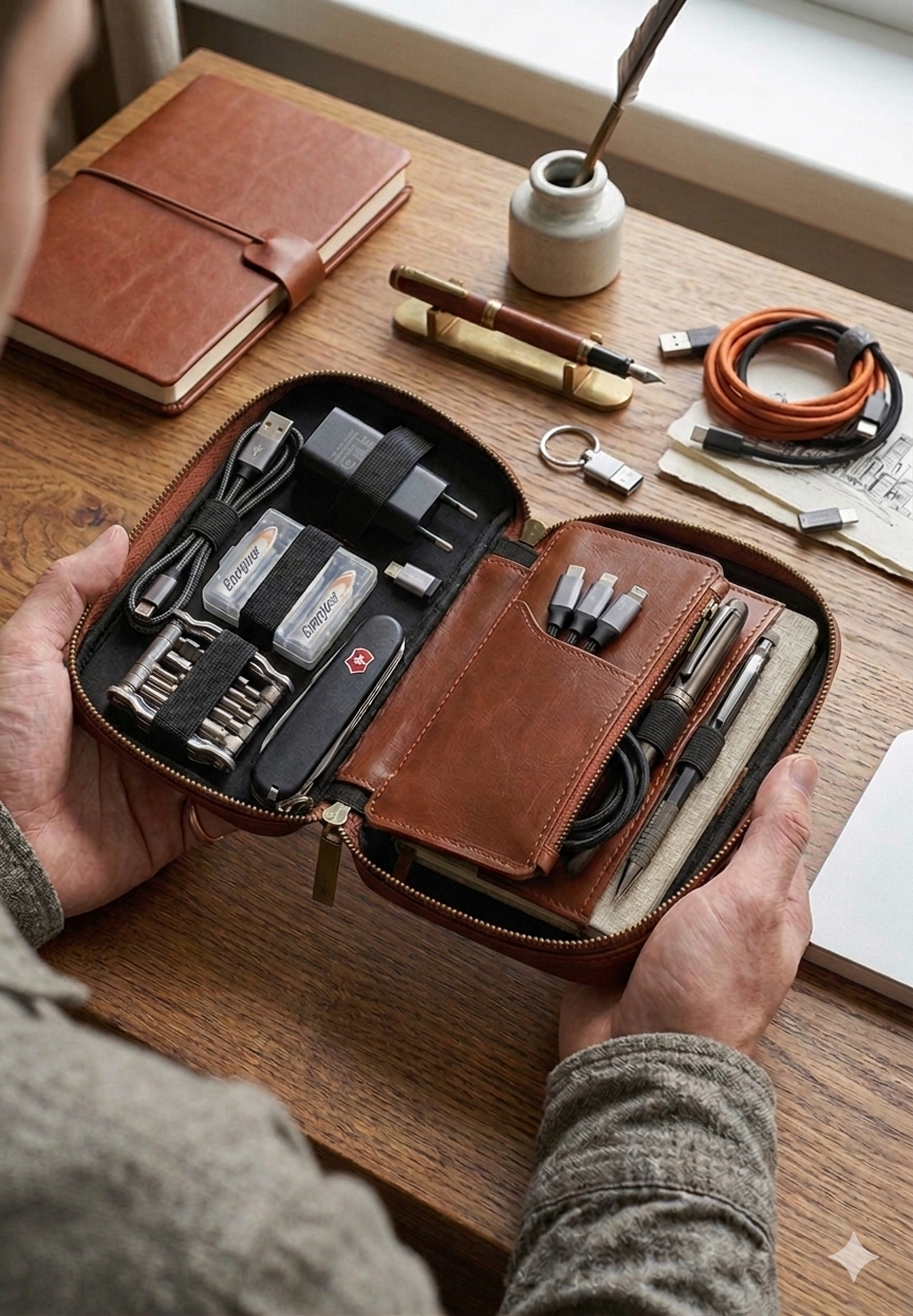 Leather Tech Organizer – Genuine Leather
